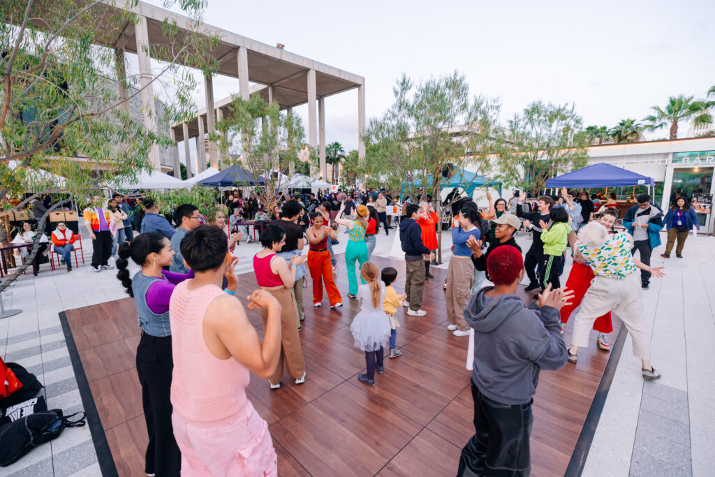 Whacking Los Angeles dancers engaging with the LA community at On the Record: Vinyl Fair.